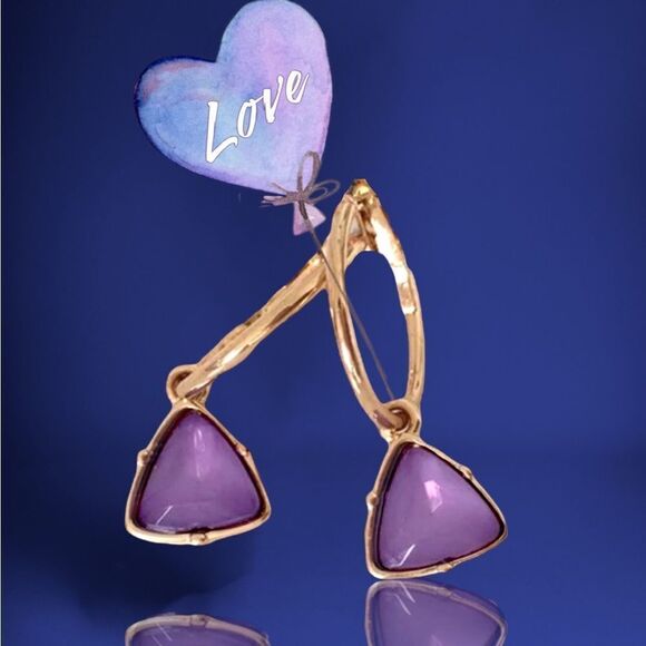 💎240💎 Gorgeous orchid jewelry semi precious stone and beautiful gold plating - Picture 1 of 11